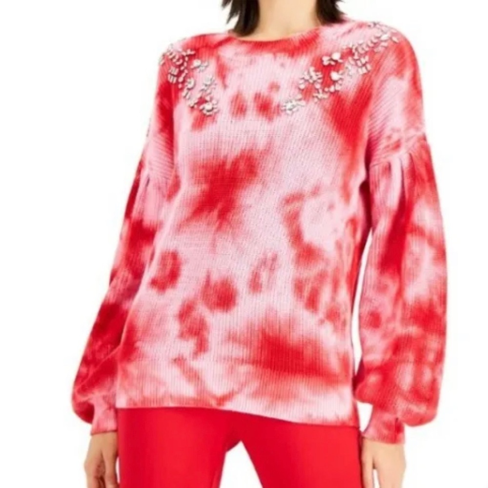 INC International Concepts Tie Dye Rhinestone Sweater